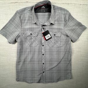 ZeroXposur Men's Travel Series Shirt L/G Gray Plaid Short Sleeve Tech READ